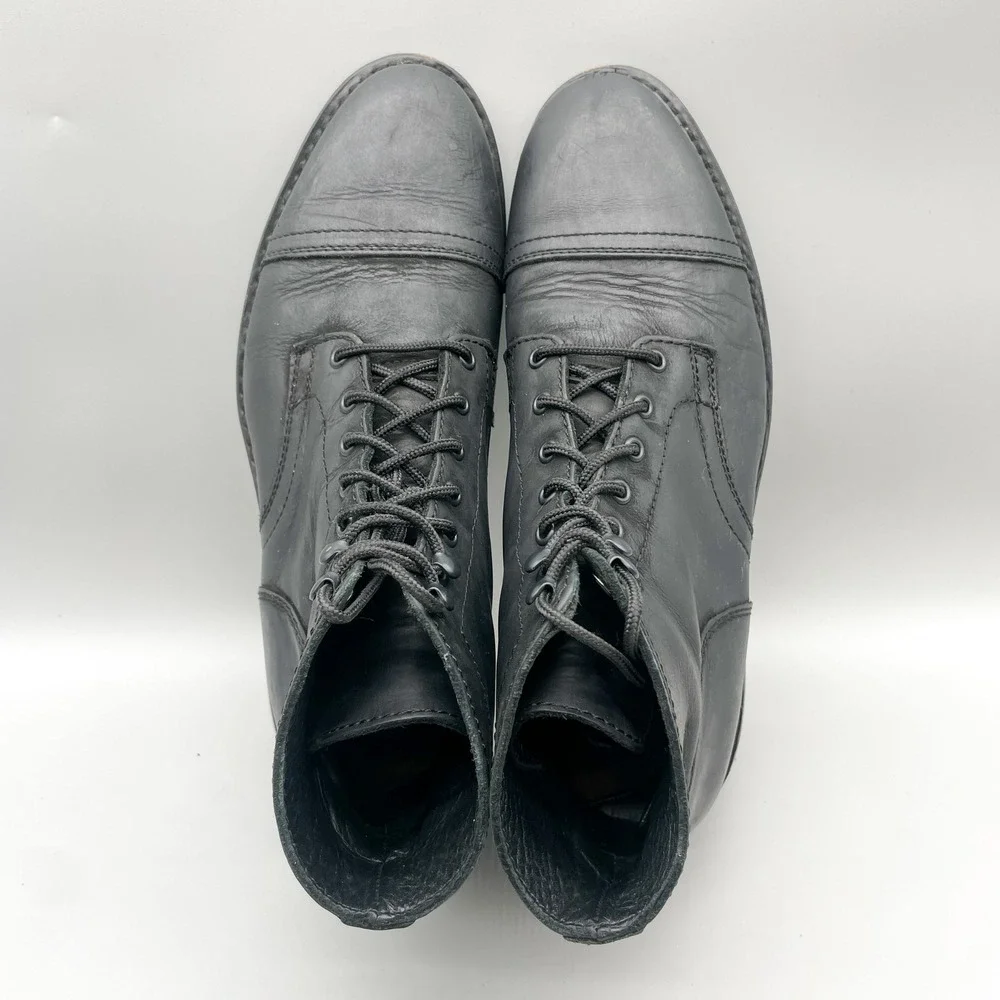 Thursday Boot Co Mens 11 Captain Matte Black Leather Cap Toe Classic Rugged Moto